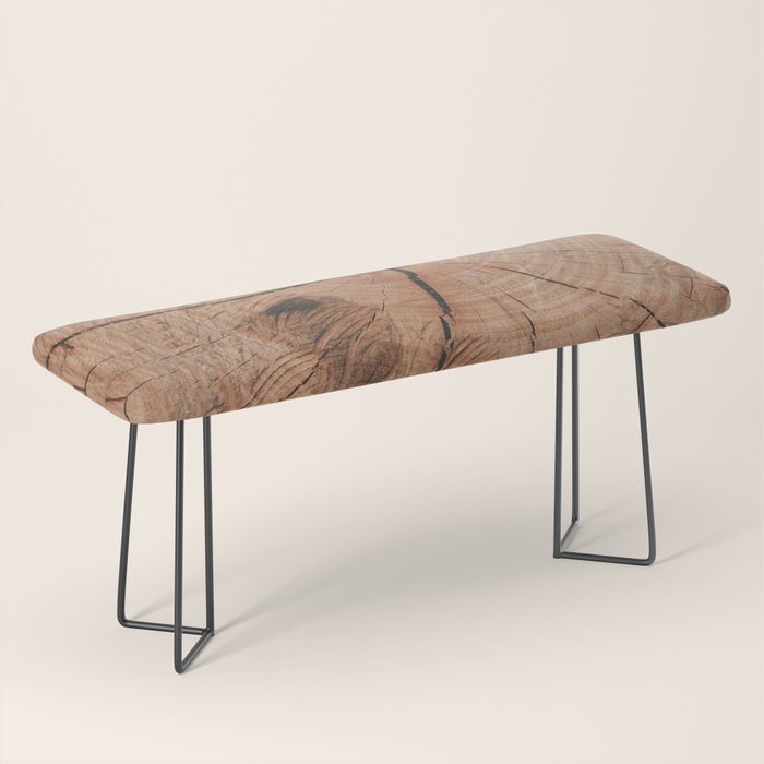 Tree Rings Rustic Cabin Lodge Raw Wood Bench Gallery Image 1