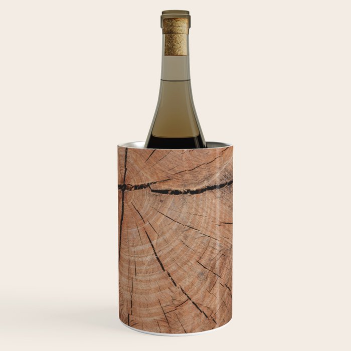 Tree Rings Rustic Cabin Lodge Raw Wood Wine Chiller Gallery Image 3