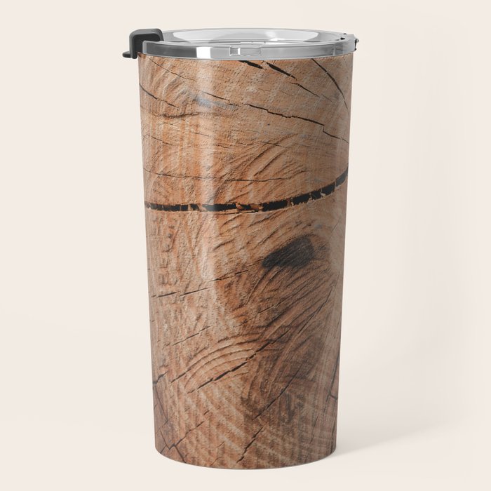 Tree Rings Rustic Cabin Lodge Raw Wood Travel Mug Gallery Image 3