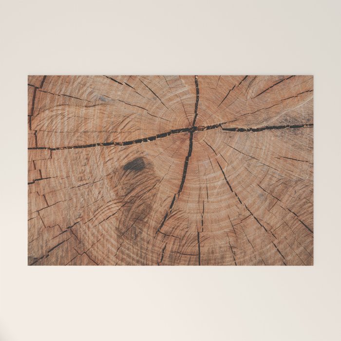 Tree Rings Rustic Cabin Lodge Raw Wood Welcome Mat Gallery Image 1