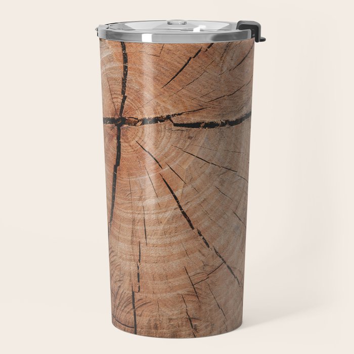 Tree Rings Rustic Cabin Lodge Raw Wood Travel Mug Gallery Image 2