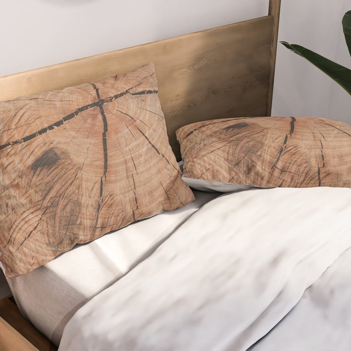 Tree Rings Rustic Cabin Lodge Raw Wood Pillow Sham Gallery Image 2