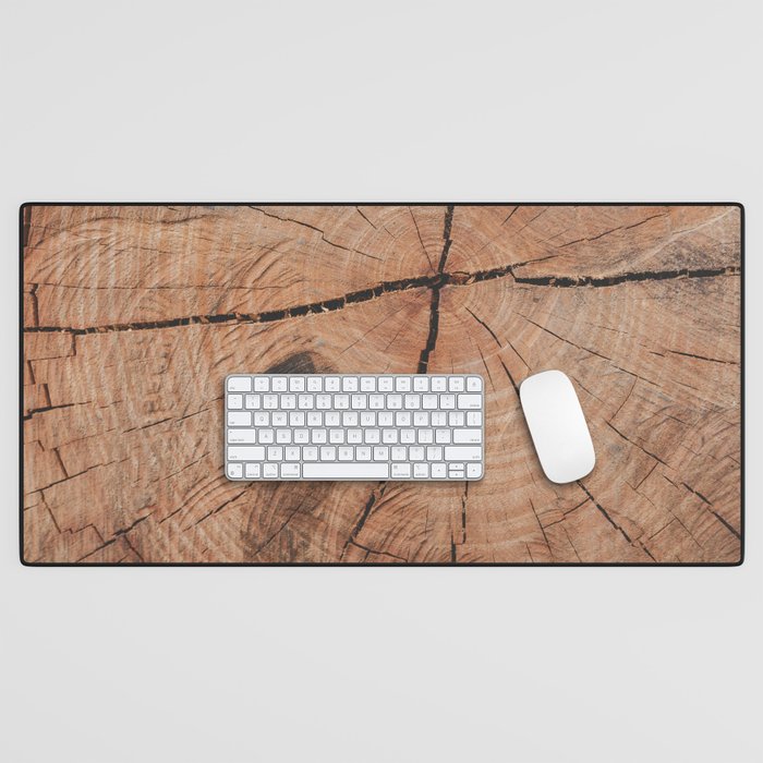 Tree Rings Rustic Cabin Lodge Raw Wood Desk Mat Gallery Image 1