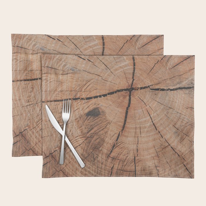 Tree Rings Rustic Cabin Lodge Raw Wood Placemat Gallery Image 1