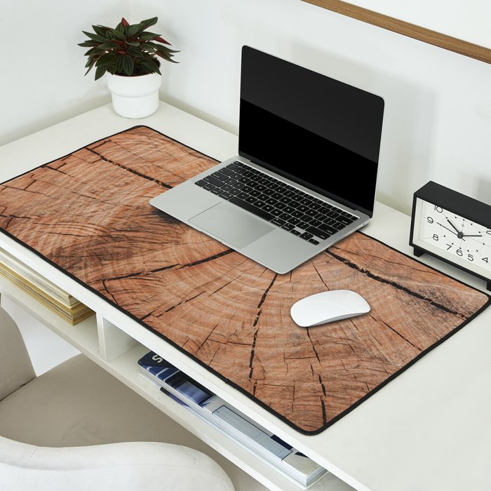 Tree Rings Rustic Cabin Lodge Raw Wood Desk Mat Gallery Image 2