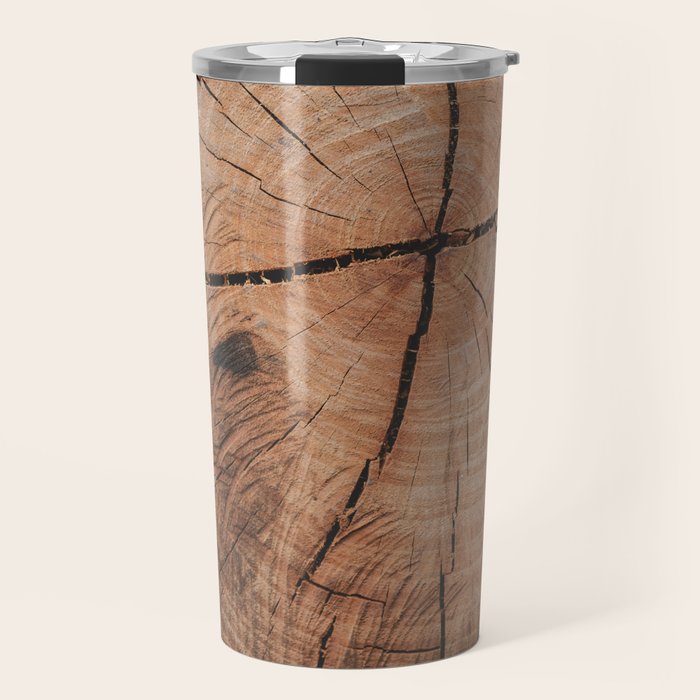 Tree Rings Rustic Cabin Lodge Raw Wood Travel Mug Gallery Image 1