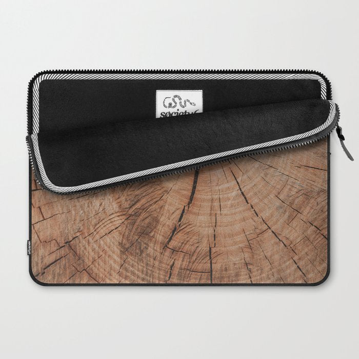 Tree Rings Rustic Cabin Lodge Raw Wood Laptop Sleeve Gallery Image 2
