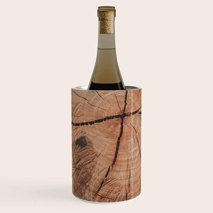 Tree Rings Rustic Cabin Lodge Raw Wood Wine Chiller Gallery Image 1