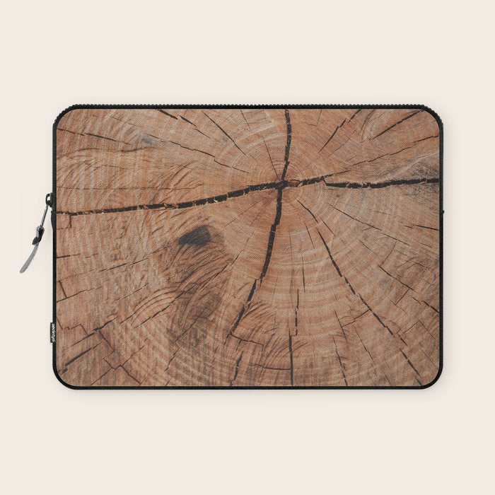 Tree Rings Rustic Cabin Lodge Raw Wood Laptop Sleeve Gallery Image 1