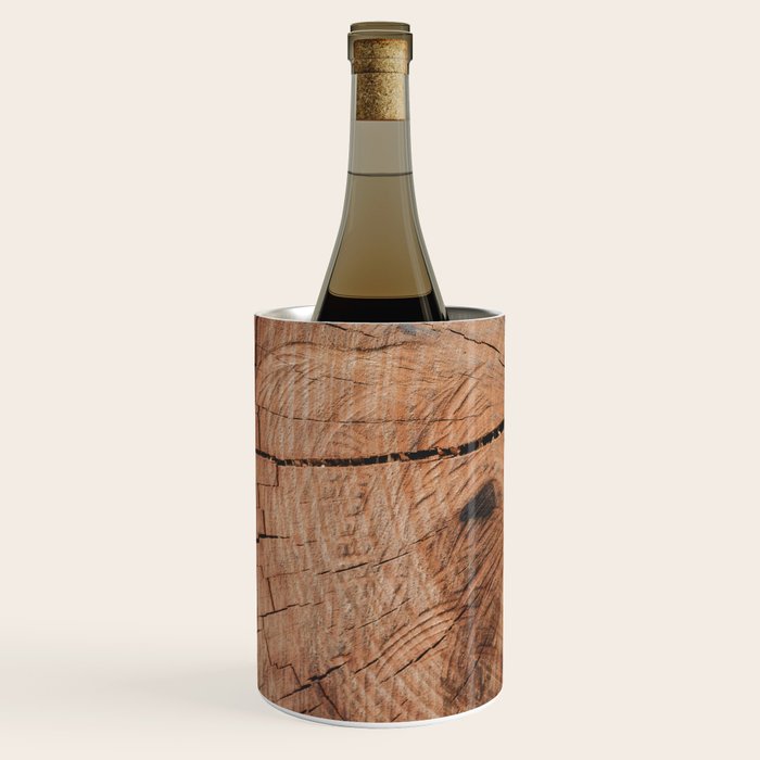 Tree Rings Rustic Cabin Lodge Raw Wood Wine Chiller Gallery Image 2