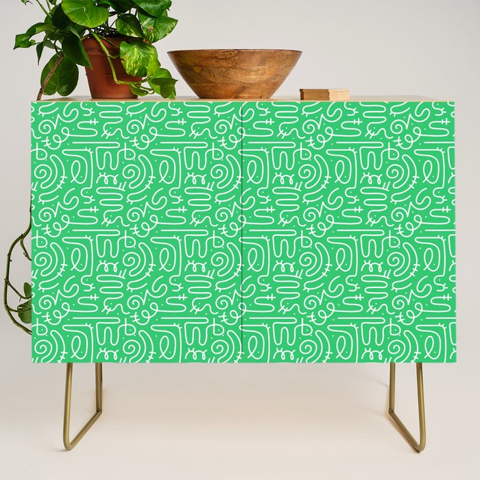 Colorful abstract fun line doodle art pattern Credenza Gallery Image 1