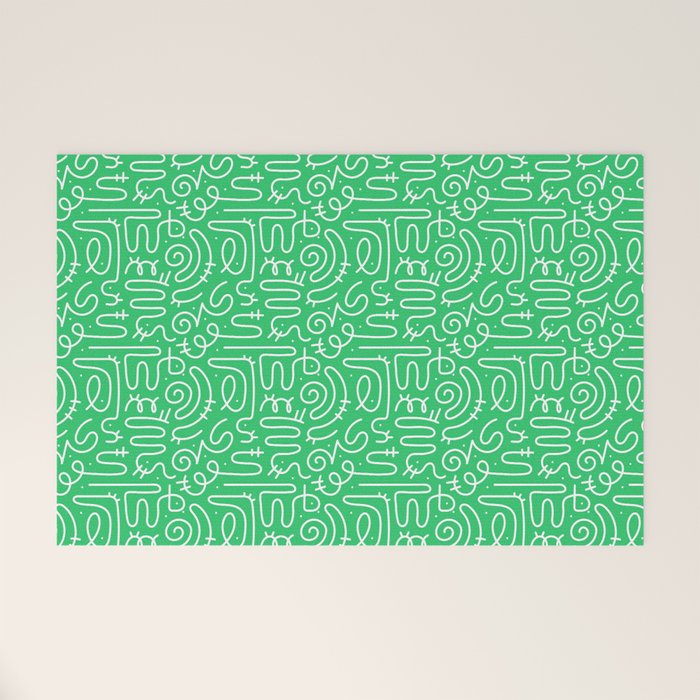 Colorful abstract fun line doodle art pattern Welcome Mat Gallery Image 1
