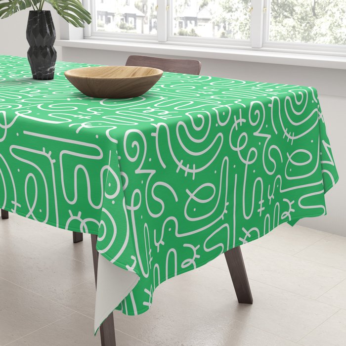 Colorful abstract fun line doodle art pattern Tablecloth Gallery Image 3
