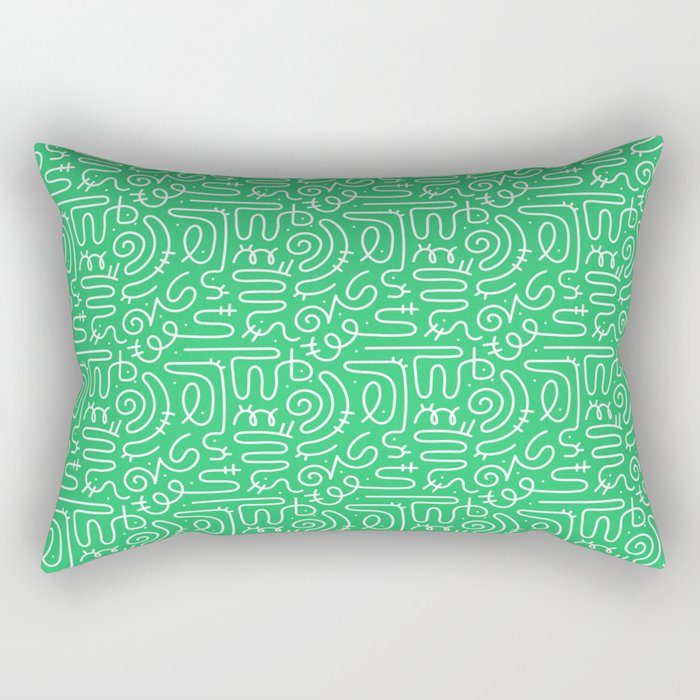 Colorful abstract fun line doodle art pattern Rectangular Pillow Gallery Image 1