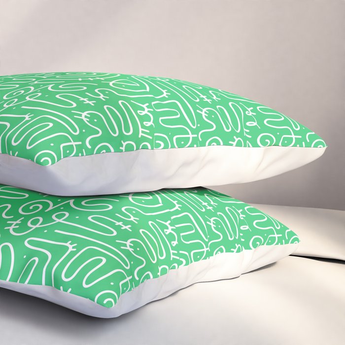 Colorful abstract fun line doodle art pattern Pillow Sham Gallery Image 3