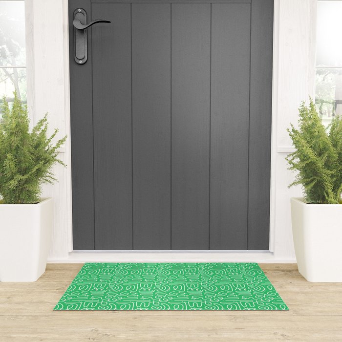 Colorful abstract fun line doodle art pattern Welcome Mat Gallery Image 3