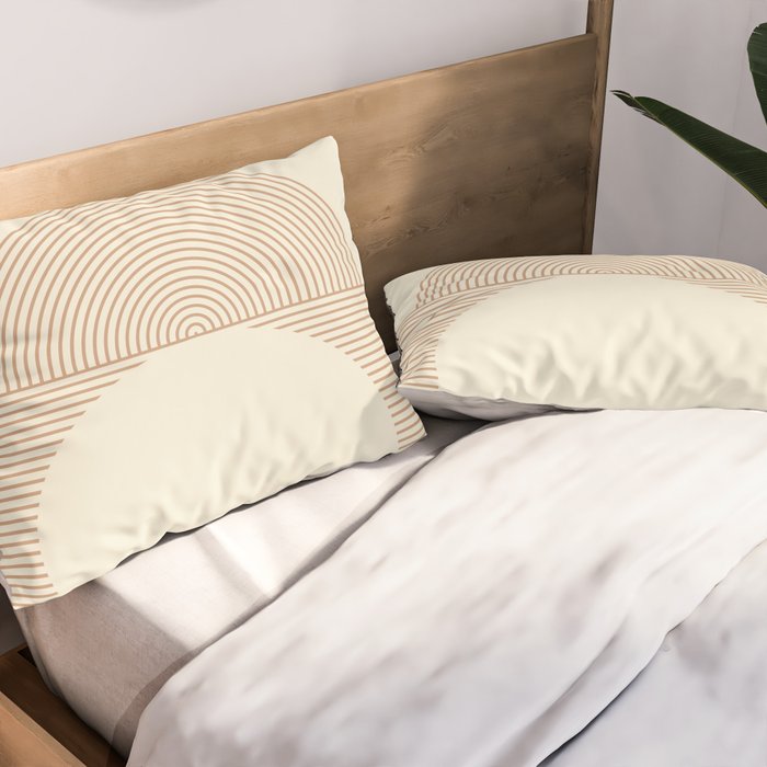 Geometric lines in Shades of Coffee and Latte 4 (Sunrise and Sunset) Pillow Sham Gallery Image 2