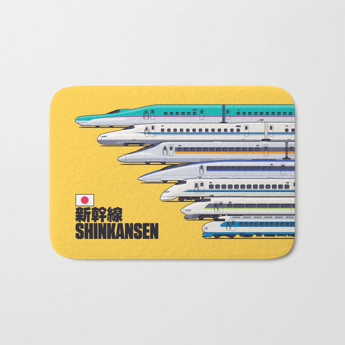 Shinkansen Bullet Train Evolution - Yellow Bath Mat Gallery Image 1