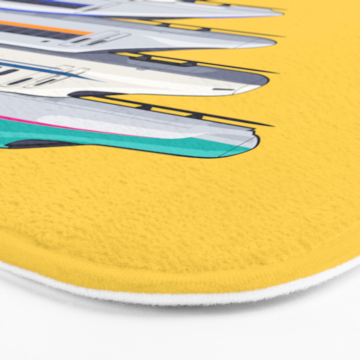 Shinkansen Bullet Train Evolution - Yellow Bath Mat Gallery Image 3