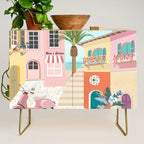 Retro Meditarranean coloful houses seascape Credenza Gallery Image 1