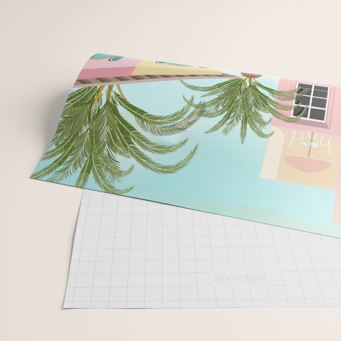 Retro Meditarranean coloful houses seascape Wrapping Paper Gallery Image 2