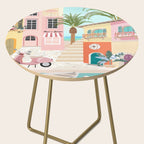 Retro Meditarranean coloful houses seascape Side Table Gallery Image 2