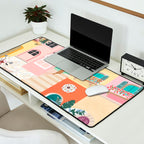 Retro Meditarranean coloful houses seascape Desk Mat Gallery Image 2