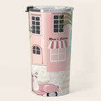 Retro Meditarranean coloful houses seascape Travel Mug Gallery Image 3