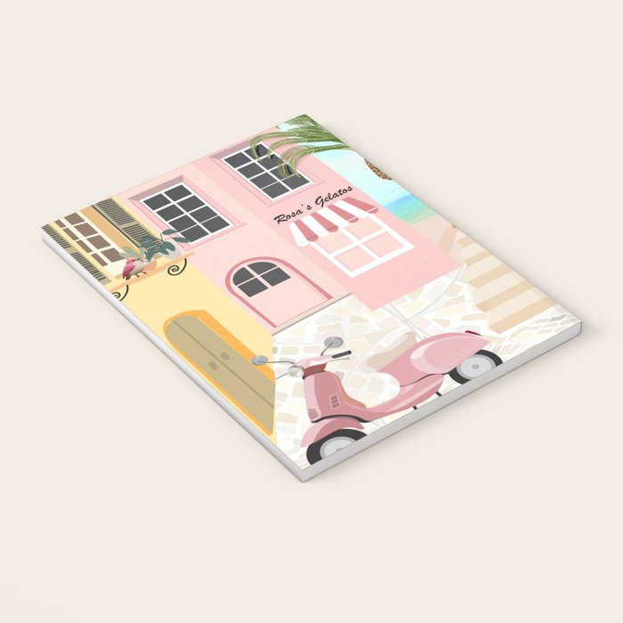 Retro Meditarranean coloful houses seascape Notebook Gallery Image 3