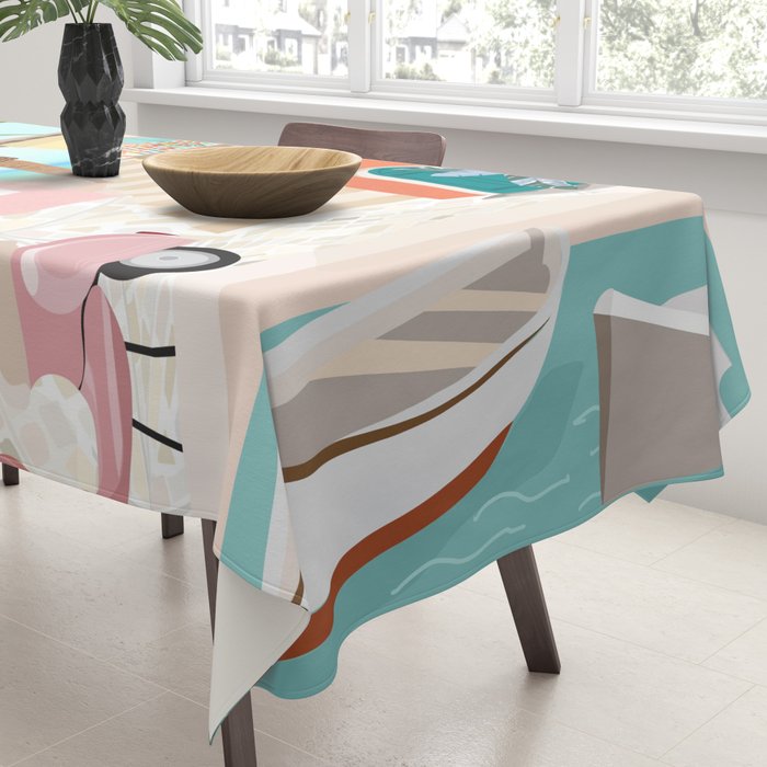 Retro Meditarranean coloful houses seascape Tablecloth Gallery Image 3