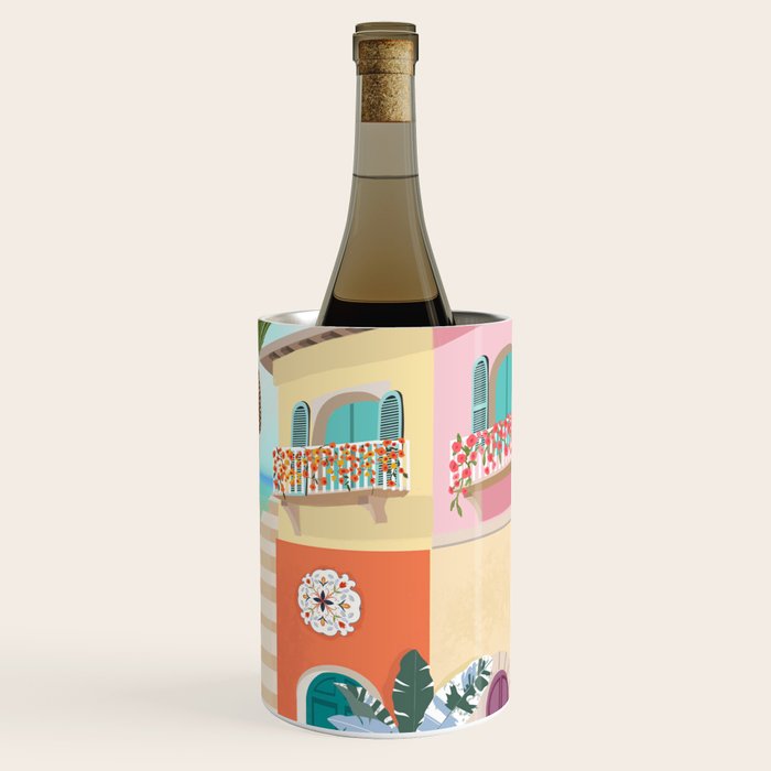 Retro Meditarranean coloful houses seascape Wine Chiller Gallery Image 3