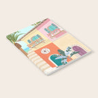 Retro Meditarranean coloful houses seascape Notebook Gallery Image 2