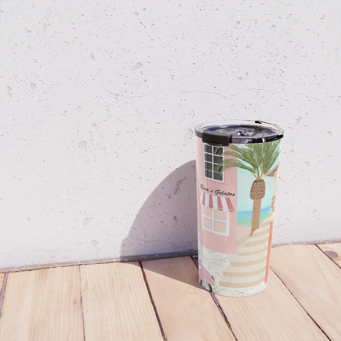 Retro Meditarranean coloful houses seascape Travel Mug Gallery Image 4