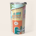 Retro Meditarranean coloful houses seascape Travel Mug Gallery Image 2