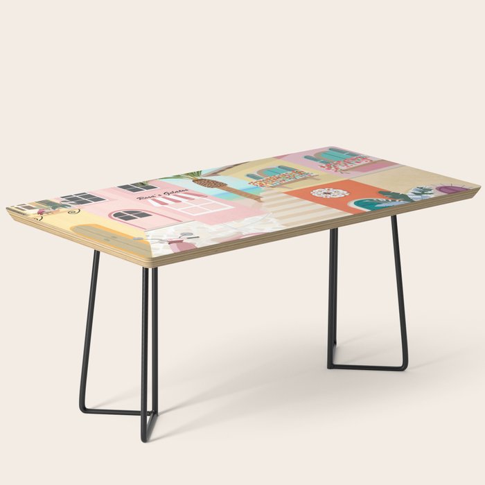 Retro Meditarranean coloful houses seascape Coffee Table Gallery Image 1