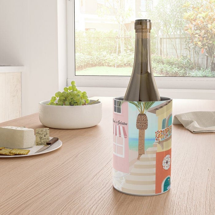 Retro Meditarranean coloful houses seascape Wine Chiller Gallery Image 4
