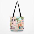 Retro Meditarranean coloful houses seascape Tote Bag Gallery Image 2