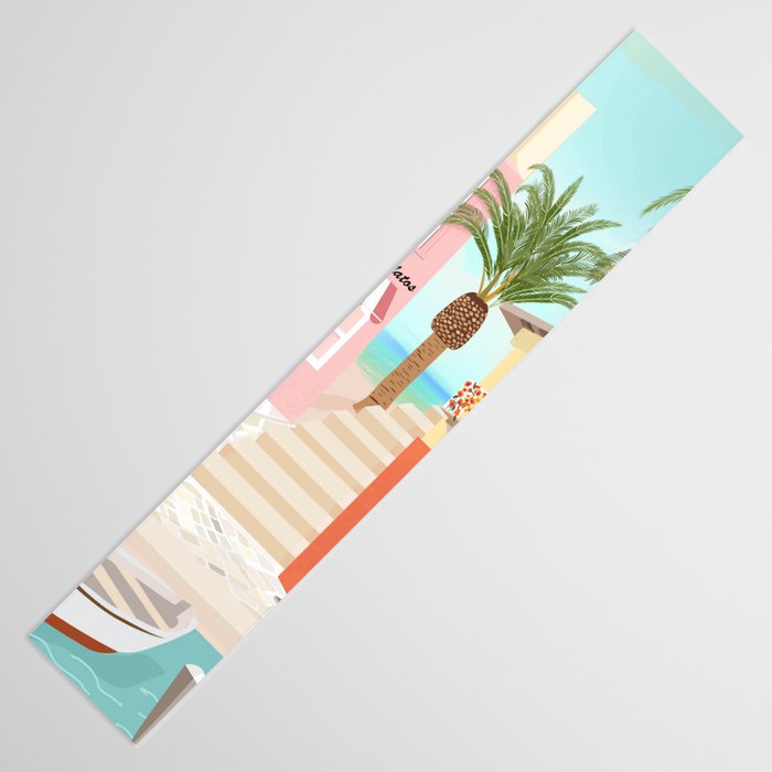 Retro Meditarranean coloful houses seascape Table Runner Gallery Image 3