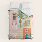 Retro Meditarranean coloful houses seascape Duvet Cover Gallery Image 6
