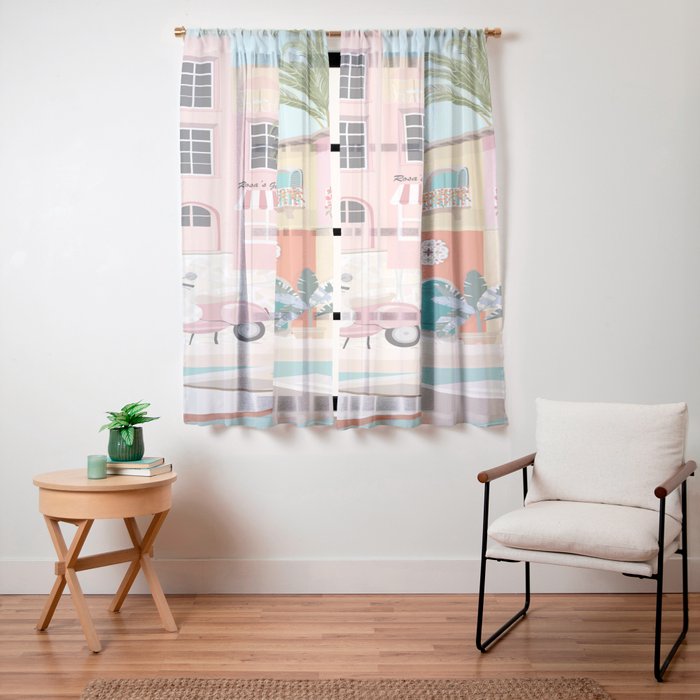 Retro Meditarranean coloful houses seascape Window Curtain Gallery Image 23