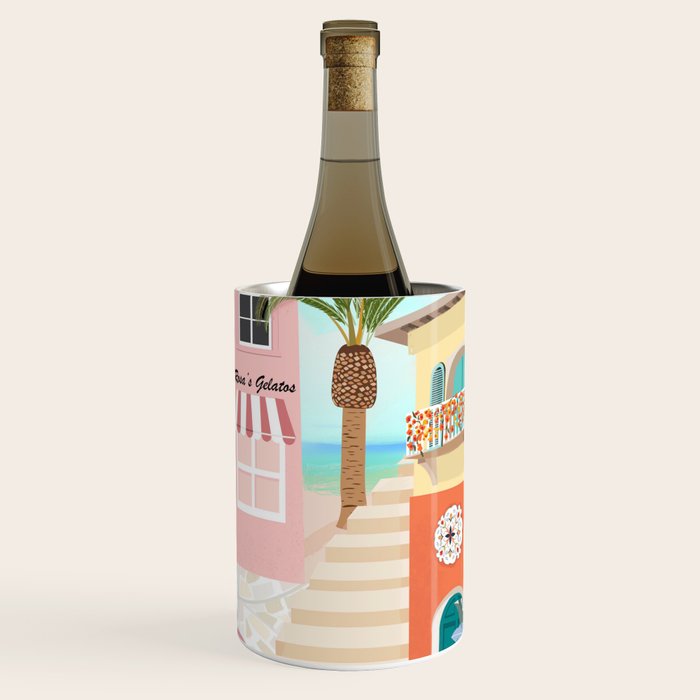 Retro Meditarranean coloful houses seascape Wine Chiller Gallery Image 1
