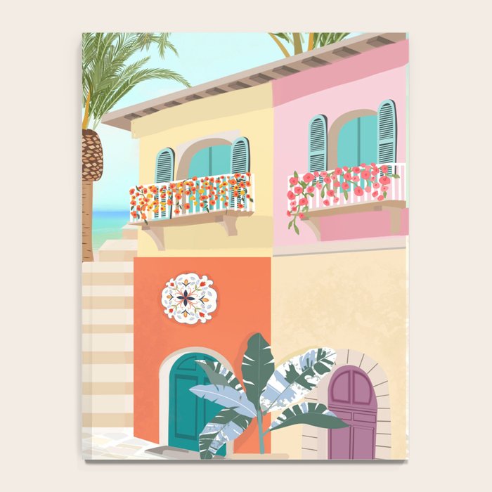 Retro Meditarranean coloful houses seascape Notebook Gallery Image 4