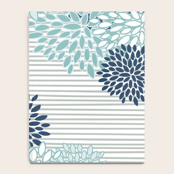 Festive, Floral Prints and Stripes, Teal and Blue Notebook Gallery Image 4