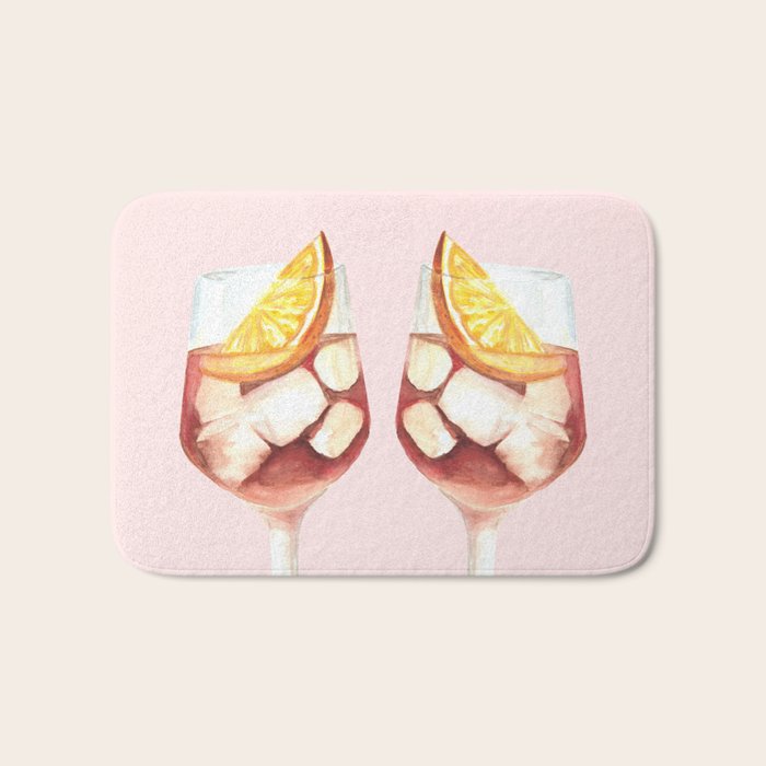 Aperol Spritz: Retro Classic Cocktail 01 Bath Mat Gallery Image 1