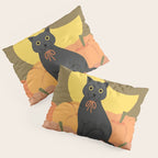 Cute Halloween Black Cat with Pumpkins and Bats Pillow Sham Gallery Image 3