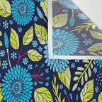 Turquoise Blue, Lime Green, Magenta & Navy Floral Pattern Wall Tapestry Gallery Image 3
