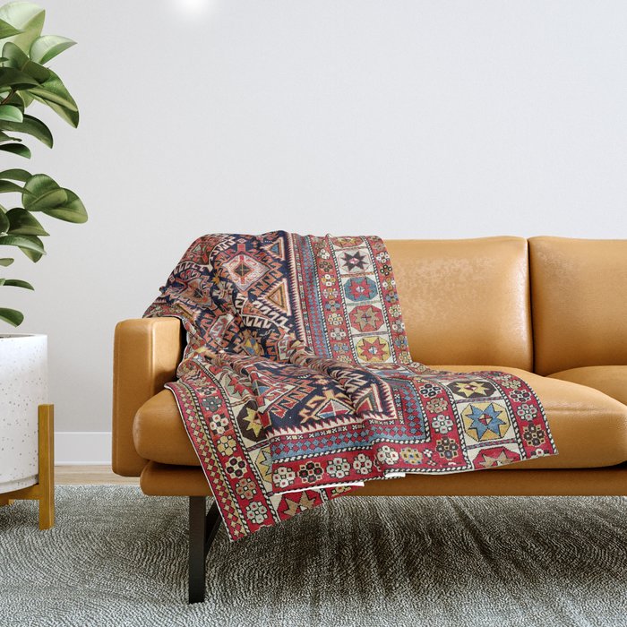 Shirvan East Caucasian Antique Rug Print Throw Blanket Gallery Image 1