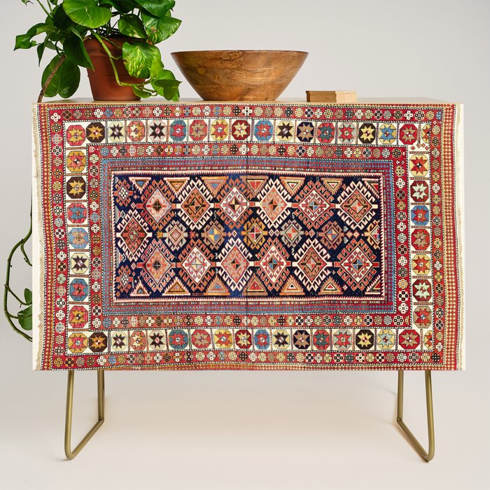 Shirvan East Caucasian Antique Rug Print Credenza Gallery Image 1