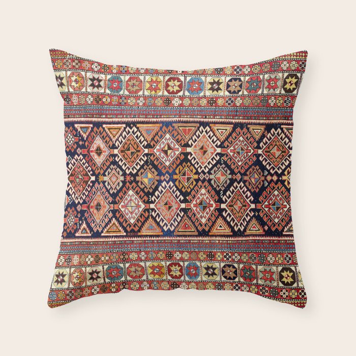 Shirvan East Caucasian Antique Rug Print Throw Pillow Gallery Image 1