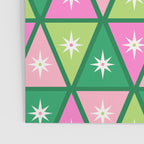 Mid-Century Modern Geometric Christmas Triangles - Green and Pink Poster Gallery Image 3